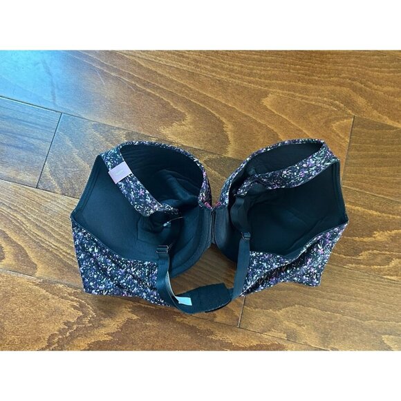 Cacique Lane Black & Purple Floral Lightly Lined Full Coverage Bra Plus NWT 40DD - Picture 8 of 8